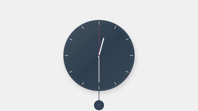 Minimalist Modern Pendulum Clock Animation with Sleek Navy Blue Face in 4K 60fps on 16:9 Canvas