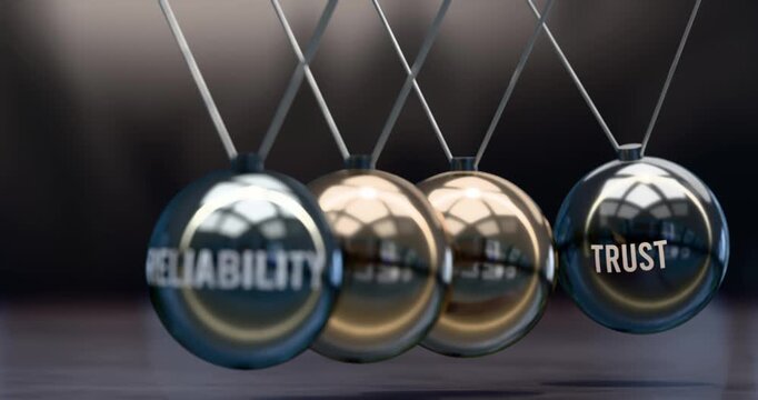 Reliability creates trust. Elegant metaphor showing power of the reliability and its effects on trust. Mutual and self inforcing link between reliability and trust. Video can be looped