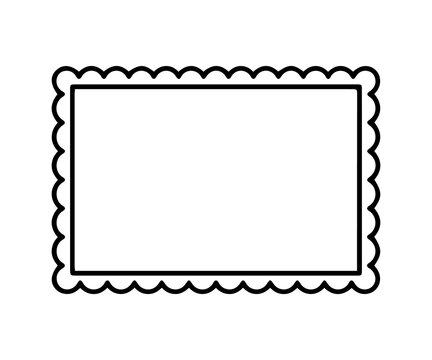 Black thin decorative scalloped edge rectangle frame border on transparent background.