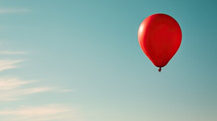 Obraz premium A single red balloon floats alone in a clear blue sky