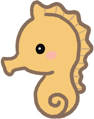 Hand Drawn Cute Seahorse Character Illustration  © 정원 조