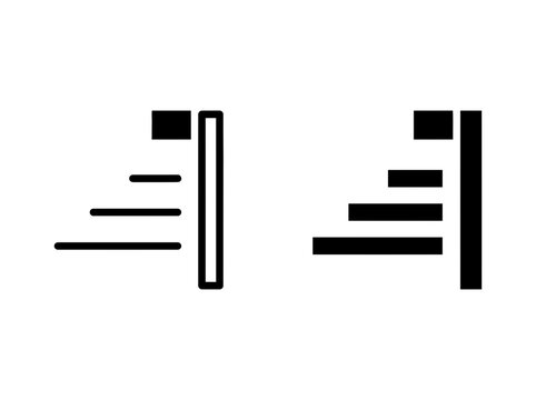 Alignment icons: left and right justification. Text layout symbols.