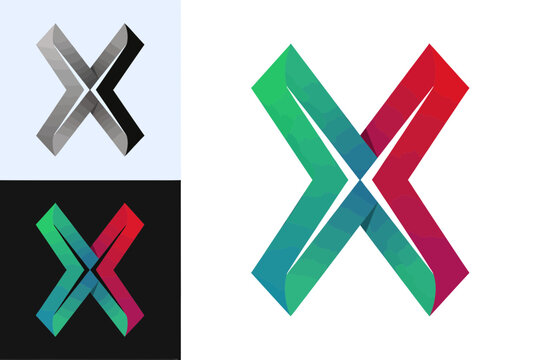 Modern geometric abstract cross design with colorful gradient and transparent background