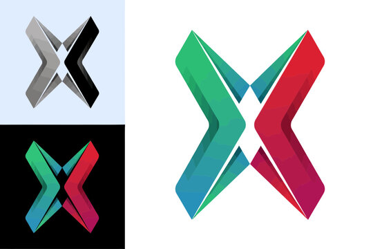 Modern geometric abstract cross design with colorful gradient and metallic effects