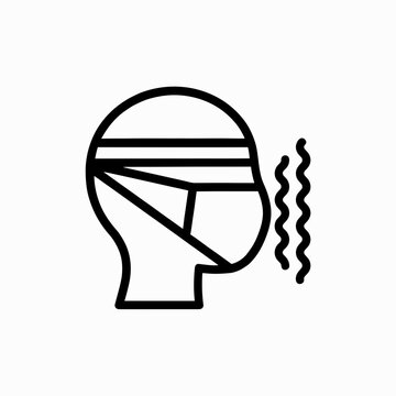 Person wearing face mask with visible breathing or steam lines