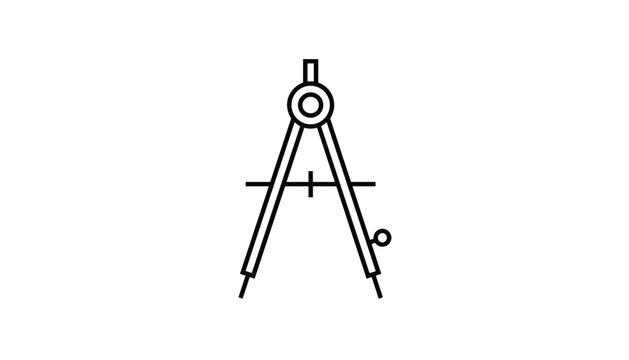 Technical drawing compass instrument outline icon for engineering or geometry isolated on a solid white background.