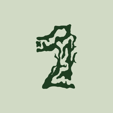 Number 1 Branch Logo &ndash; Modern Minimalist Tree Branch Emblem Illustration Creative Design Template 