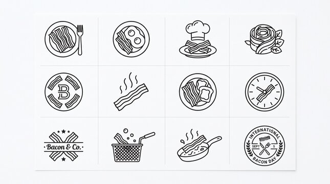 Minimalist food and restaurant icons set