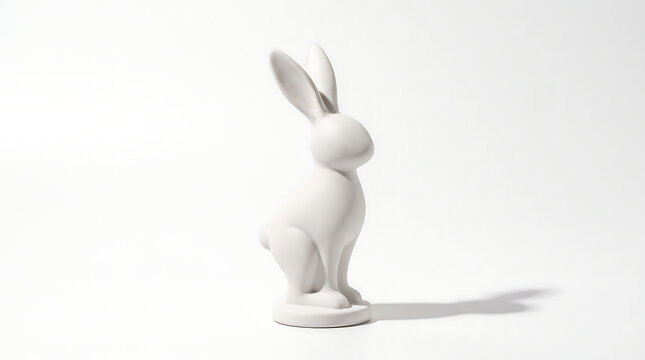 Minimalist white rabbit statue for easter and spring festival theme