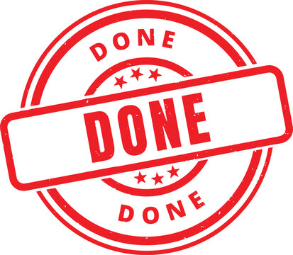 DONE red rubber stamp text