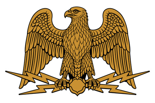 Eagle Holding Lightnings. Ancient Symbol. Color vector clipart.