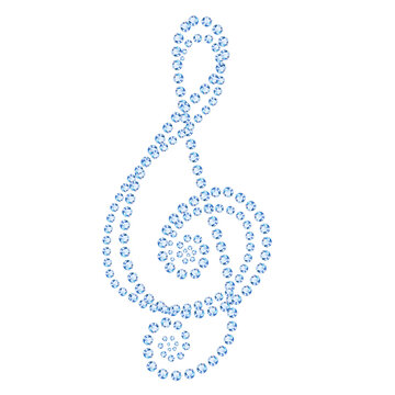 Diamond Treble Clef Music Symbol on Transparent Background, PNG. Luxury Crystal Rhinestone G Clef Musical Icon for upscale event invitations, concert posters, jewelry branding, and music-themed design