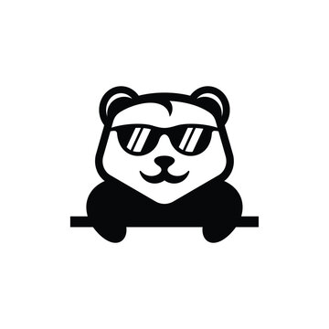 Cool Panda Sunglasses Modern Minimalist Logo Illustration Creative Design Template 