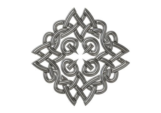 Intricate metallic knot emblem in monochrome minimalist design for branding and logos