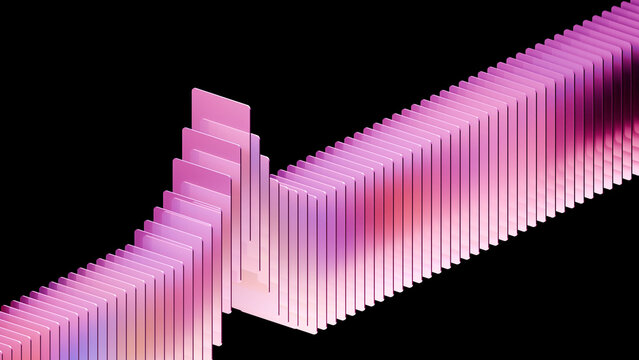Abstract, pink, bar, wave, black, background, geometric three dimensional stack glossy gradient futuristic digital pattern