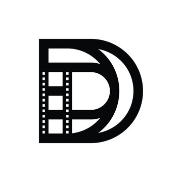D Stripe Film Logo &ndash; Modern Minimalist Cinema & Media Letter D Illustration Creative Design Template 