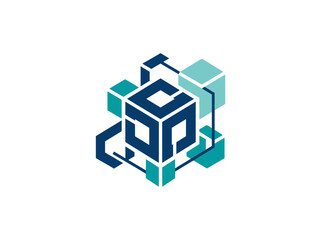 Naklejka premium Abstract Geometric Cube Structure Network Technology Concept