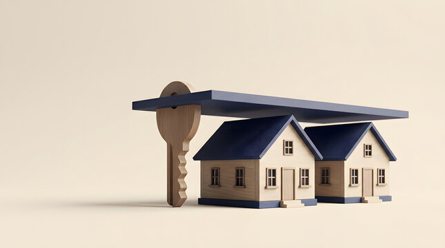 Real estate, house and key with property investment for mortgage and residential building. Home ownership, insurance and shelter with security, finance and protection for buying a dream home now