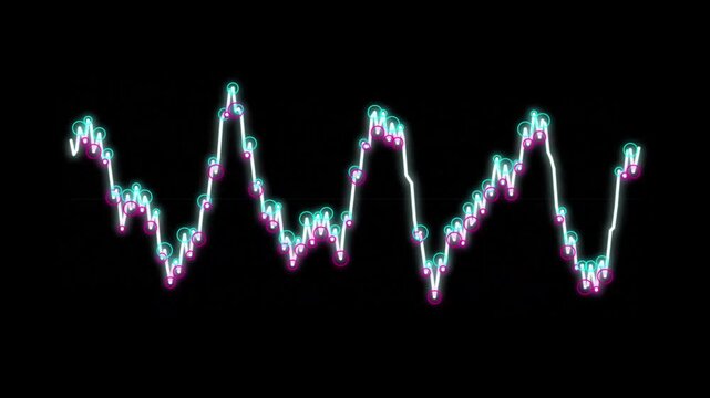 Neon Audio Waveform Equalizer Line Graph Music Frequency Motion Graphic Black Background 4K Video