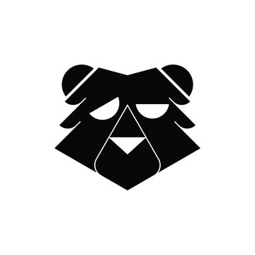 Black Bear Head Geometric Logo &ndash; Modern Minimalist Bear Emblem Illustration Creative Design Template 
