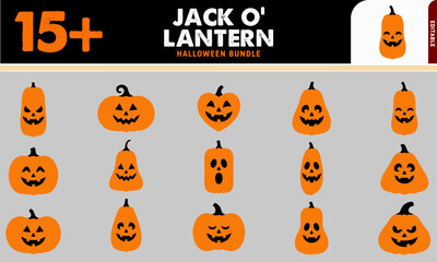 Fototapeta premium A collection of fifteen different witch hat illustrations featuring orange and black colors for festive halloween graphic design projects