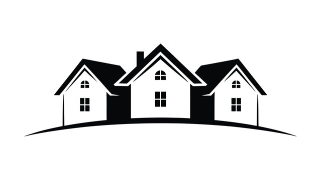 Real estate house silhouette vector illustration for property development, neighborhood, and residential logo UI