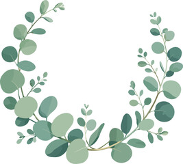 Fototapeta premium Eucalyptus Branch Wreath Frame on White Background