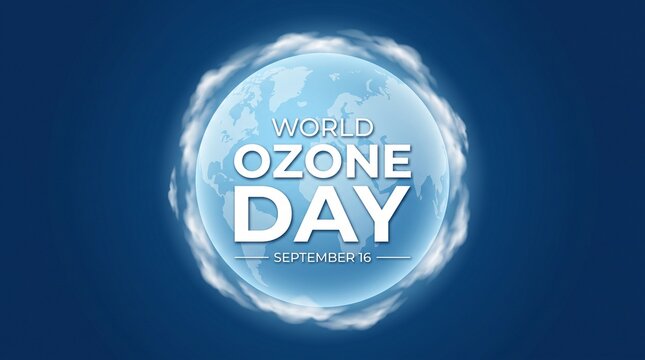Ozone day celebration with blue and white design