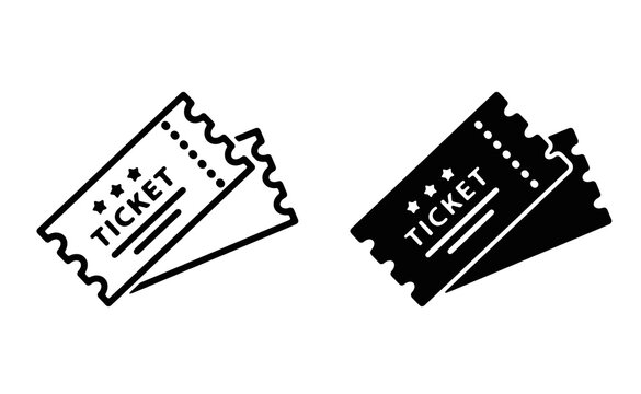 Ticket Vector Icon for Event, Cinema and Concert. Editable Stroke. Vector Illustration.
