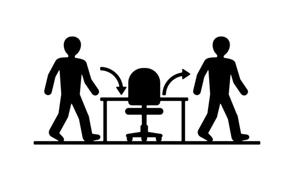 Employee Turnover Human Resources Concept with Worker Replacement Icon Symbols. Editable Stroke. Vector Illustration.