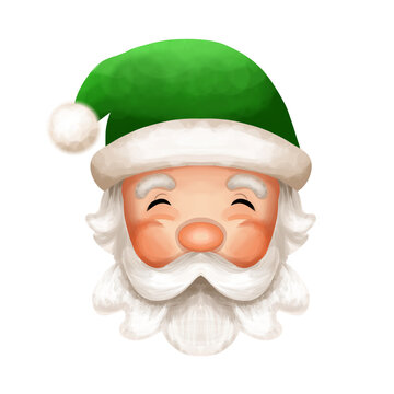 smiling santa claus head hat beard winter holiday character christmas