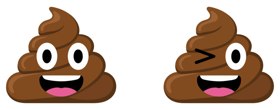 cute poop emoji icon set with funny faces