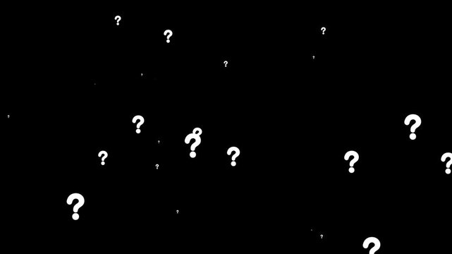 Educational question marks particle animation. What symbol icon motion stock video. 
