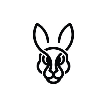 Simple Rabbit Head Logo &ndash; Modern Minimalist Bunny Emblem Illustration Creative Design Template 