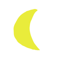 Cute yellow crescent moon illustration isolated on white background © Teramazing