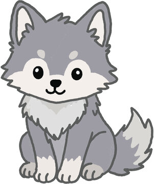 Cute Hand Drawn Wolf Character Illustration

