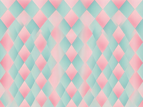 Abstract diamond pattern in soft pink and mint green colors