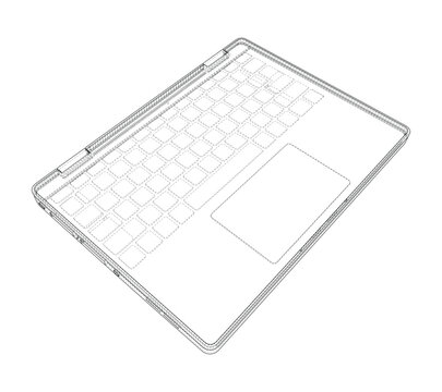 laptop computer wireframe illustration. Vector