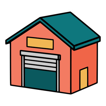 warehouse building architecture safety secure storage flat color vector illustration template design