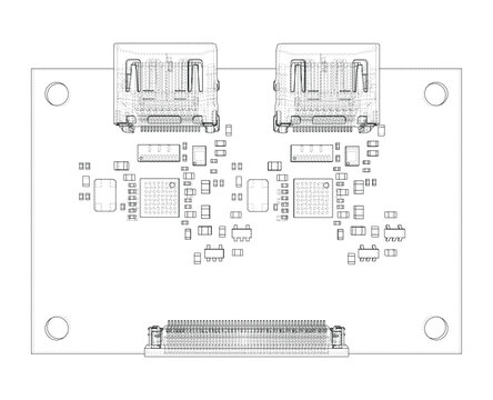 circuit board blueprint illustration. Vector