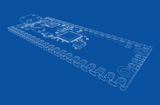 circuit board blueprint illustration. Vector