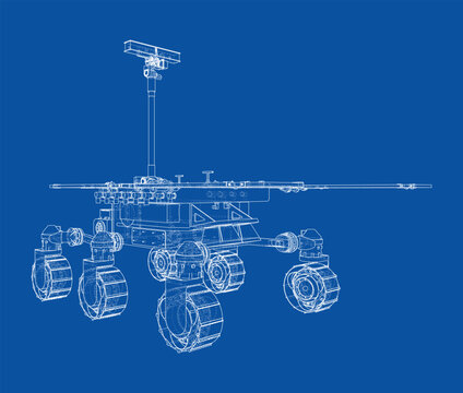 Mars rover blueprint illustration. Vector