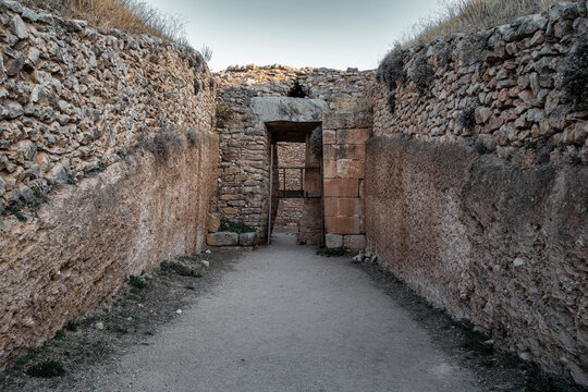 Tomb of Aegisthus Tholos Entrance in Mycenae, Greece