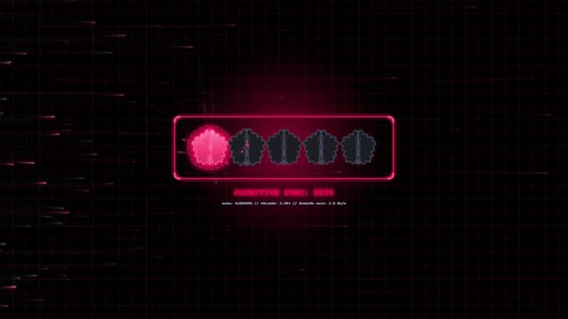 Cognitive synchronization loading screen with neural node icons