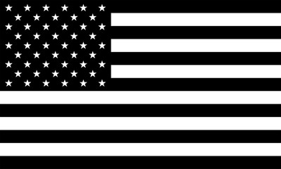 Black and White American Flag Symbol with Stars and Horizontal Stripes, Isolated on Transparent Background PNG © tahmin