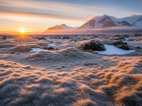 Icelandic landscape sunset mountains marketing