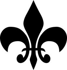 Black Fleur de Lis Symbol with Elegant Curved Petals and Ornamental Shape, Isolated on Transparent Background PNG © tahmin