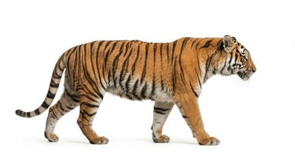 Fototapeta premium Side view of a tiger isolated on white background