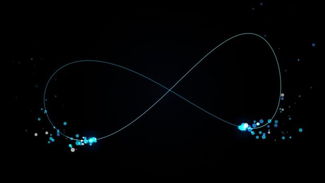 Glowing energy orbs traveling on infinity loop motion graphics