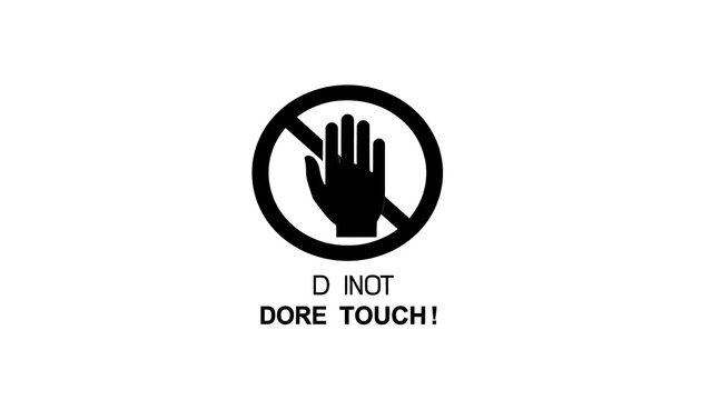 No touch warning symbol with hand and exclamation.